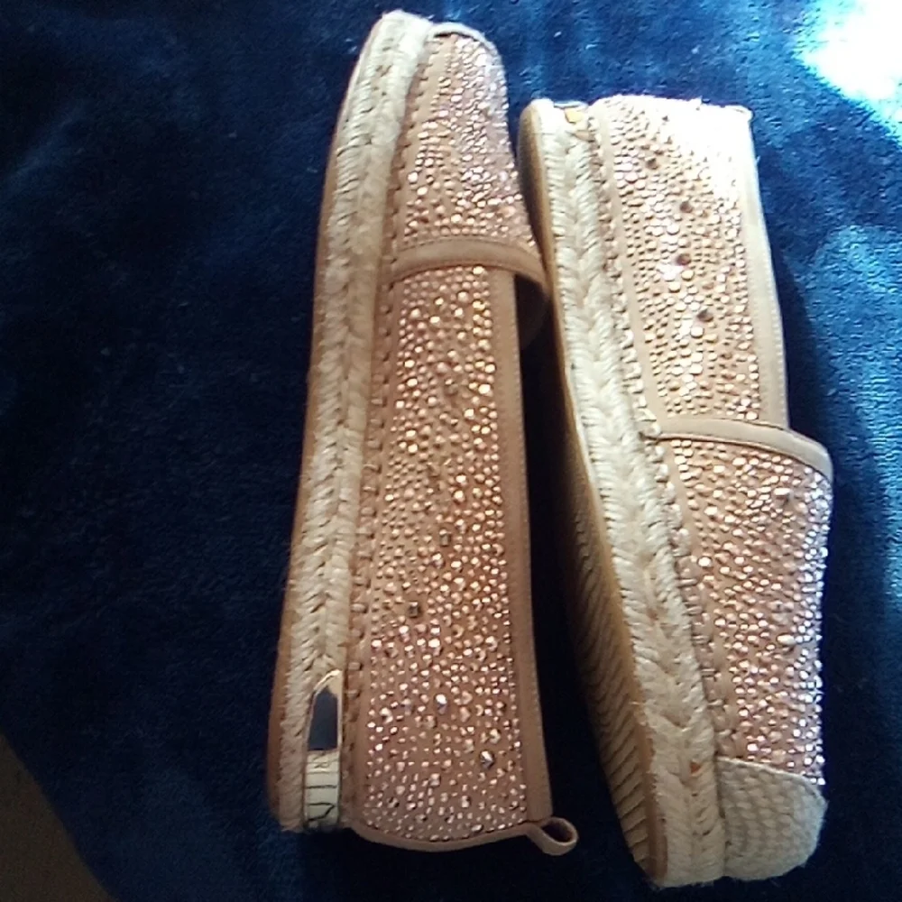 Stuart Weitzman Gold Beaded Espadrilles
